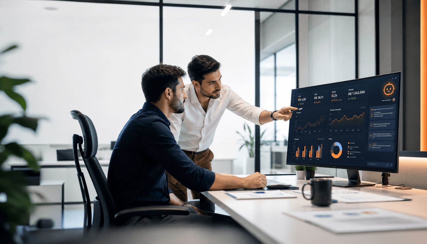 Diretor financeiro avaliando impacto de marketing no caixa.